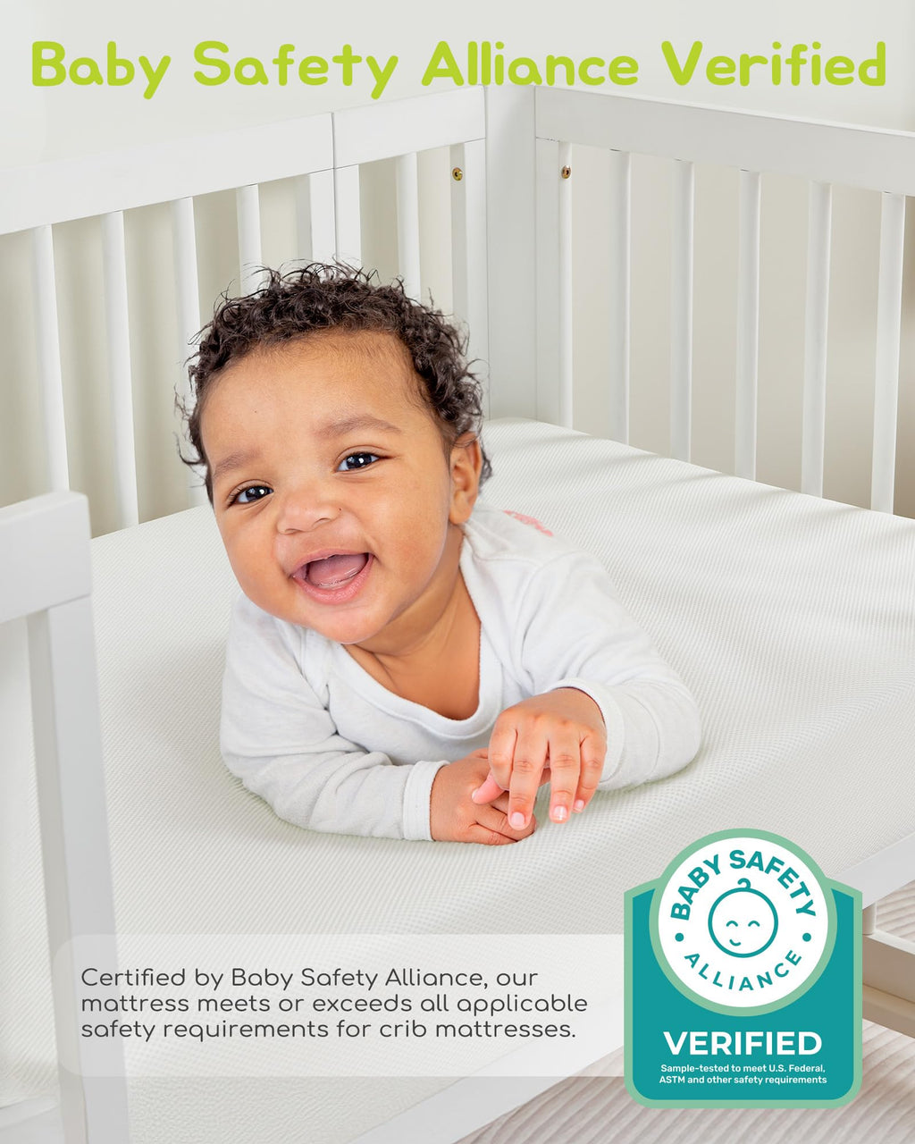 Breathable Standard Full Size Crib Mattress with Waterproof Machine Washable Cover H7538