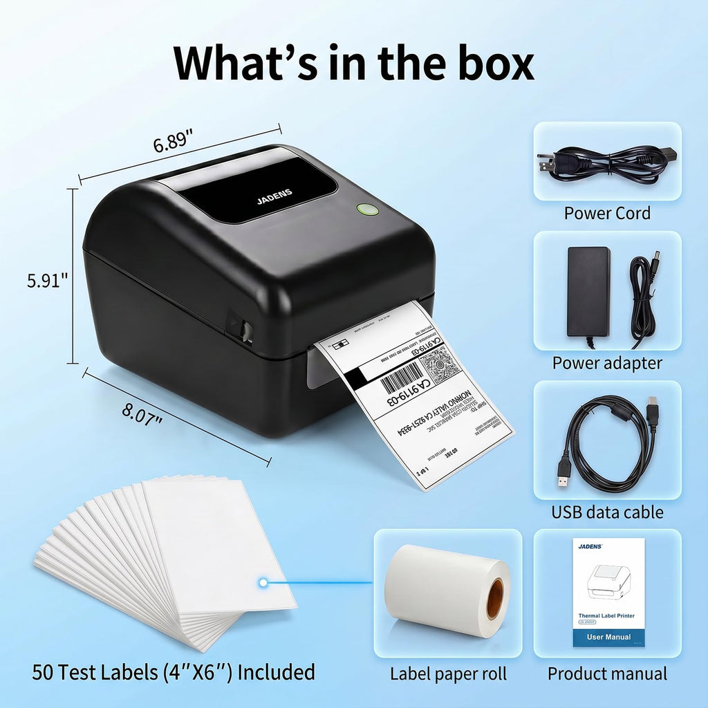 Bluetooth Thermal Shipping Label Printer with Built-in Label Bin, Wireless 4x6, Black S109