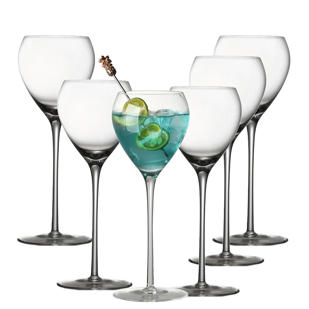 Hand Blown Crystal Cocktail Glasses Set of 6, 5.8Oz Clear B783