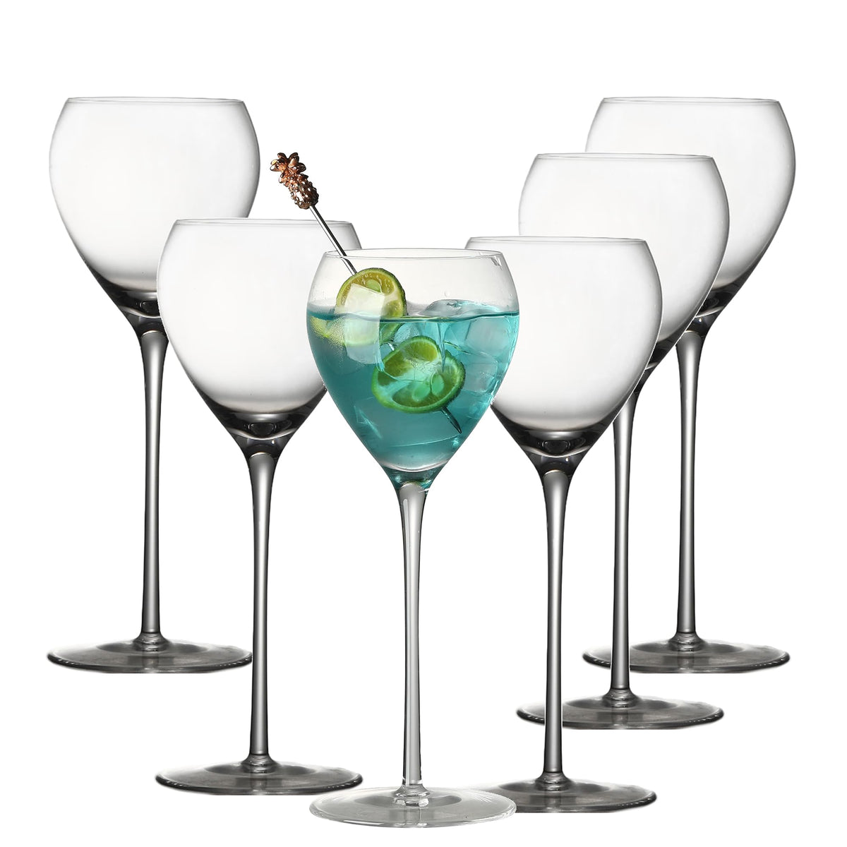 Hand Blown Crystal Cocktail Glasses Set of 6, 5.8Oz Clear B783