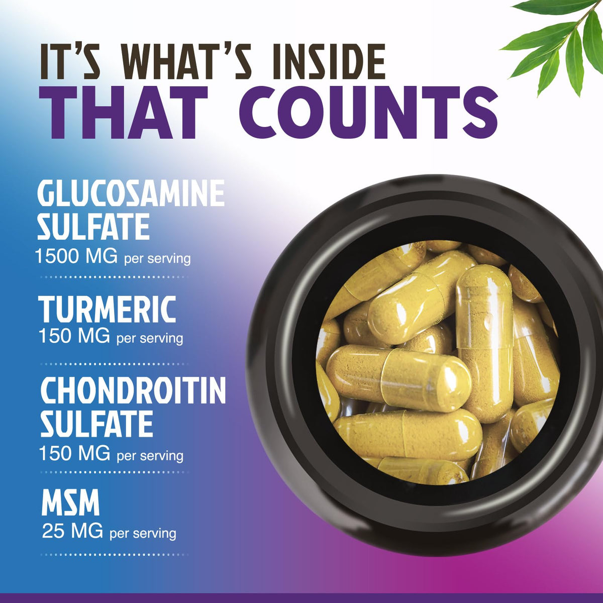 Glucosamine Chondroitin MSM Turmeric Boswellia 60 Capsules W4460