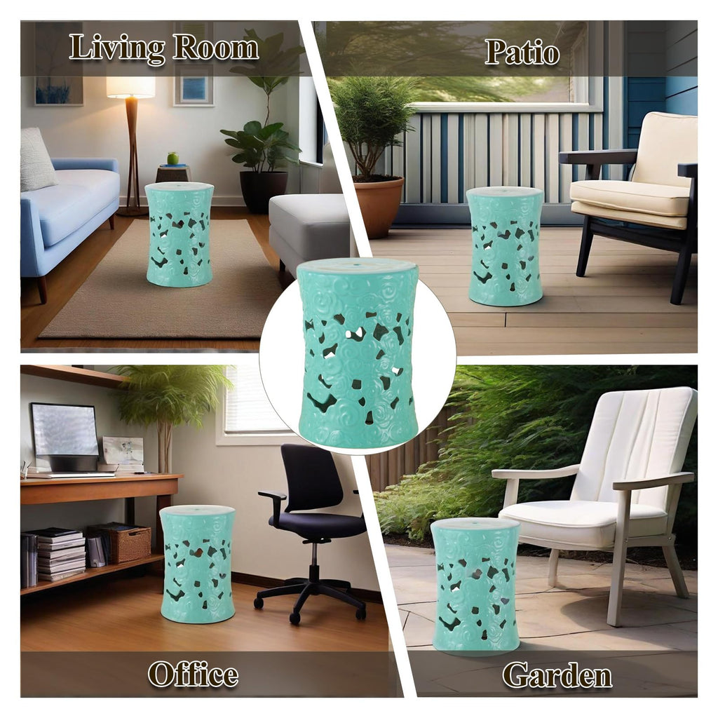 Teal Ceramic Garden Stool R7732