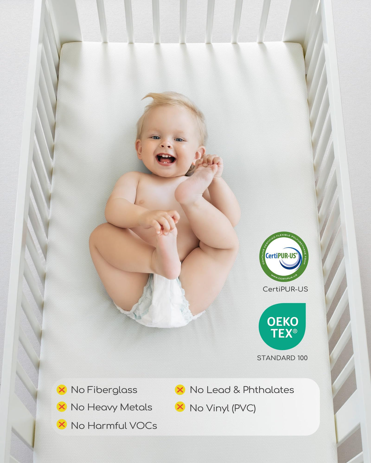 Breathable Standard Full Size Crib Mattress with Waterproof Machine Washable Cover H7538