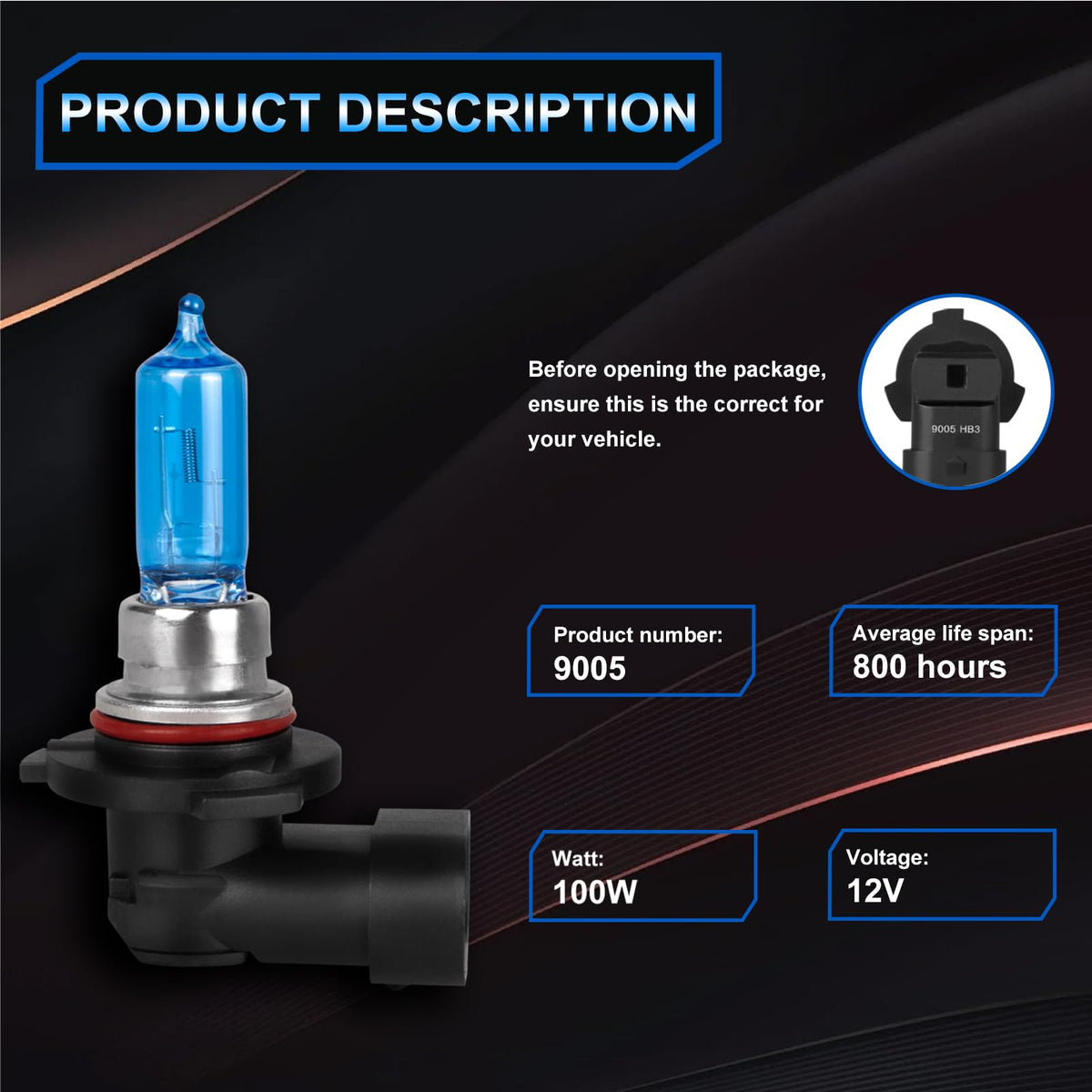 Halogen Headlight Bulbs 9005 High Beam 9006 Low Beam Pack of 4 U902016