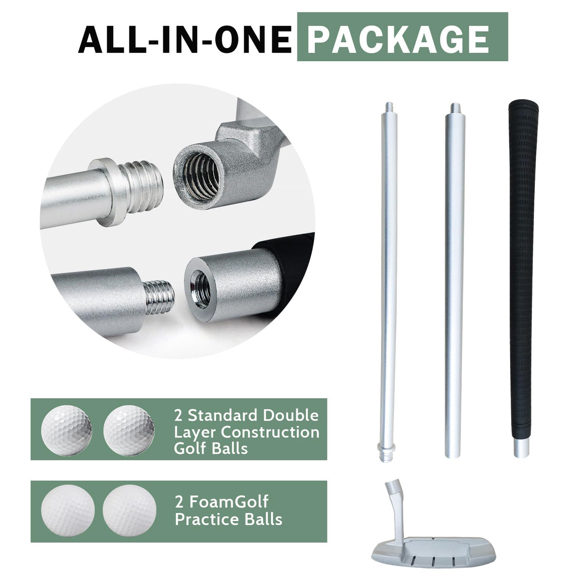 Two-Way Golf Putter with 2 Golf Balls T46103