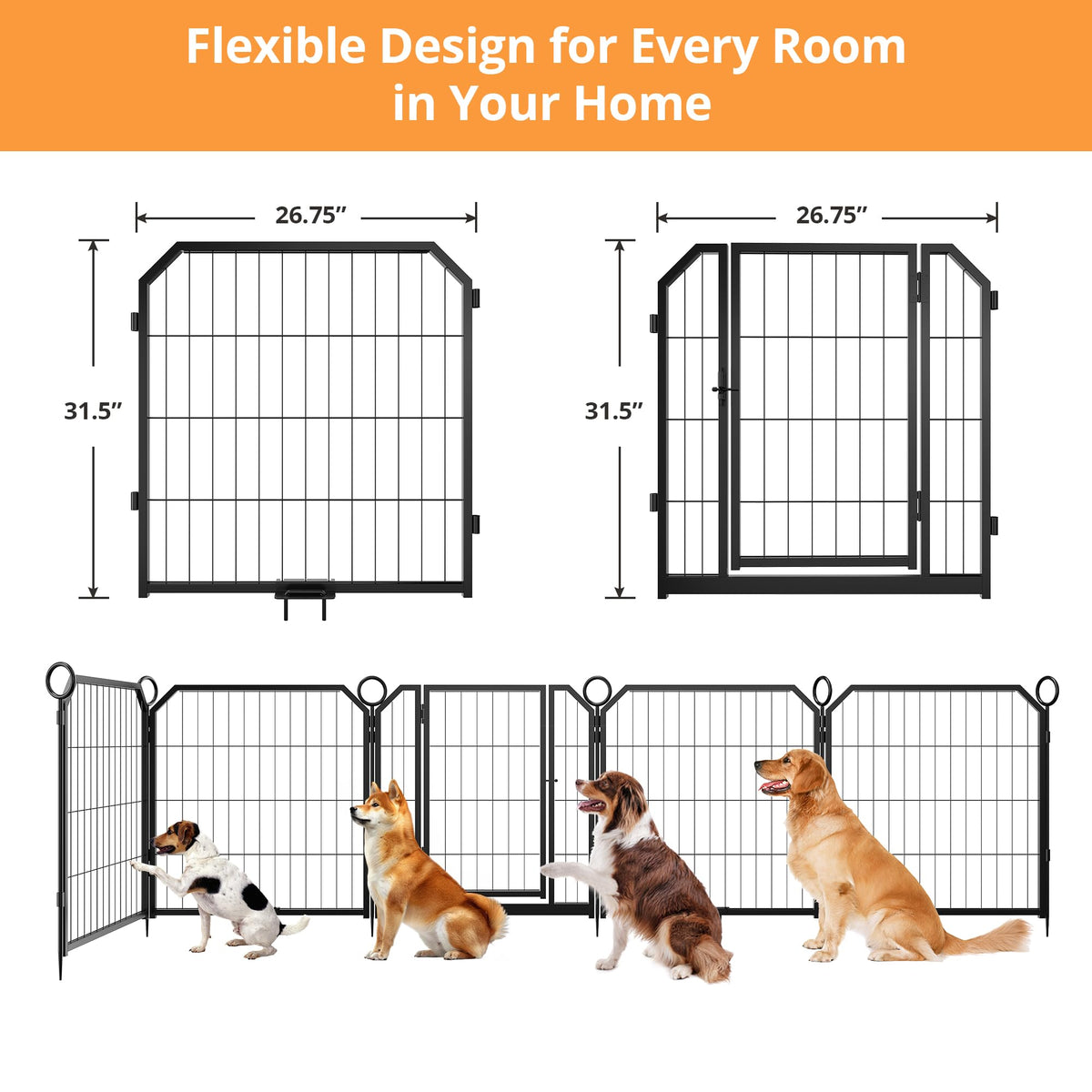 32 in 16 Panel Dog Playpen with Gate H99569