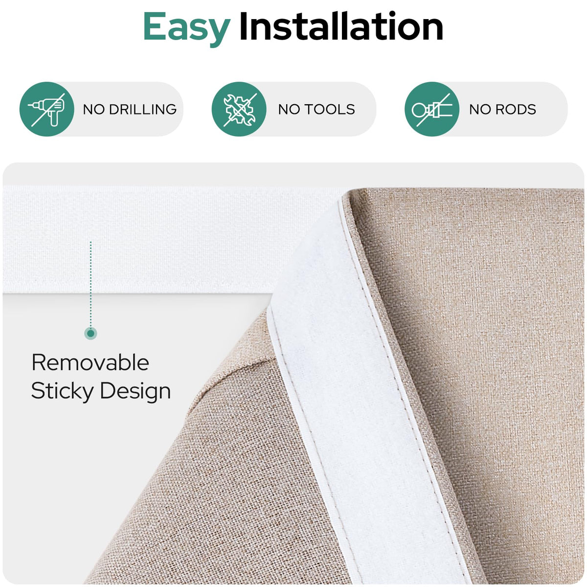 100% Blackout Linen Door Curtains 26x68 Inch K676