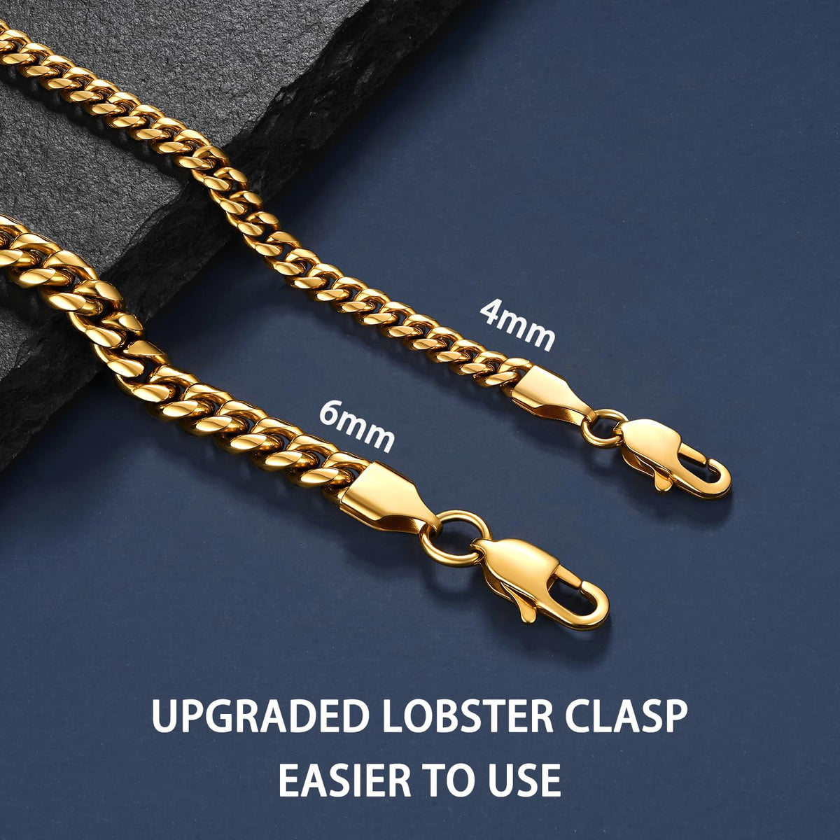Cuban Link Chain Necklace 4mm 18K Gold Plated Stainless Steel M9907