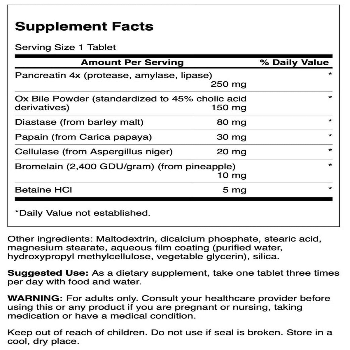 180 Tablets Digestive Enzymes M8173