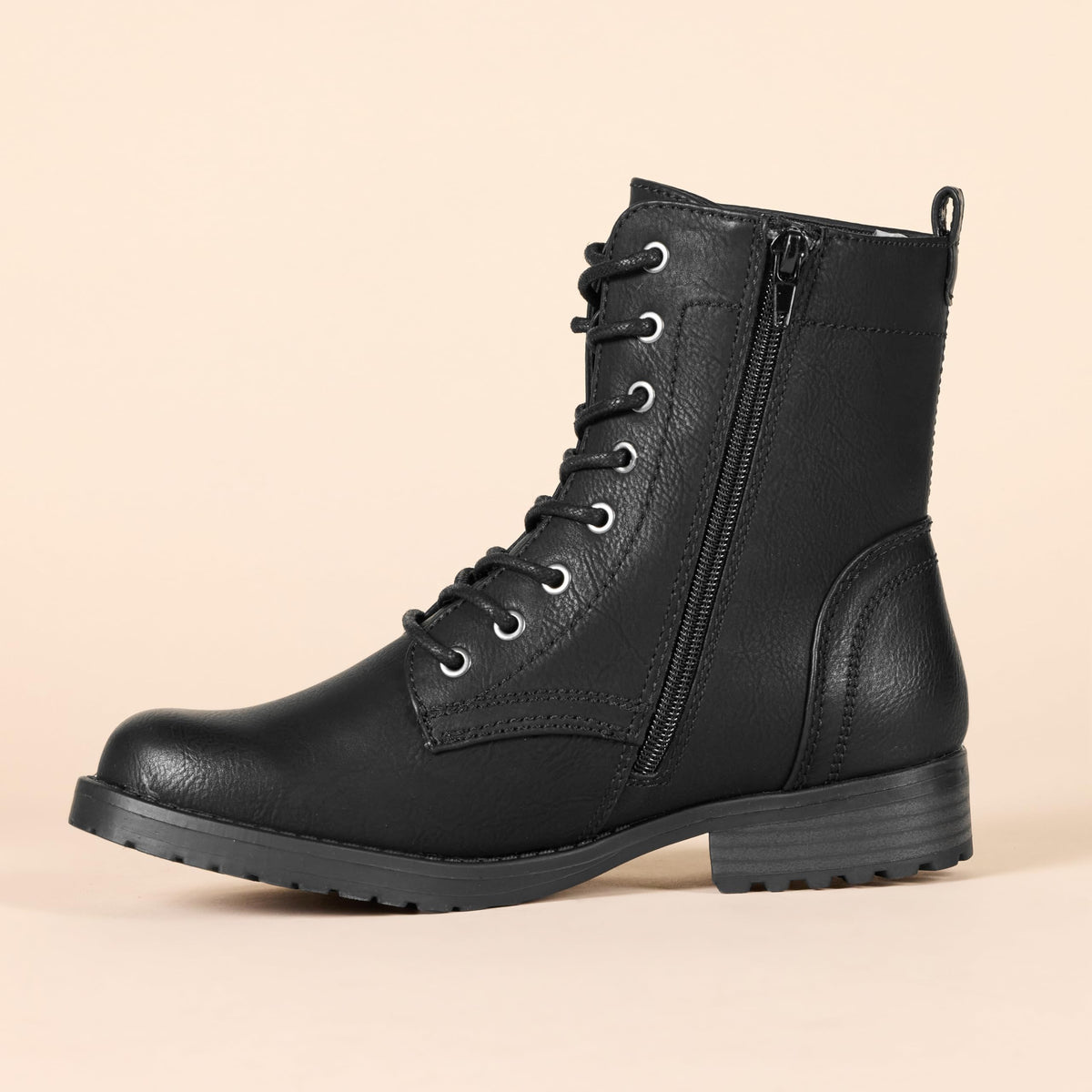 Lace-Up Ankle Boots with Side Zipper U5089