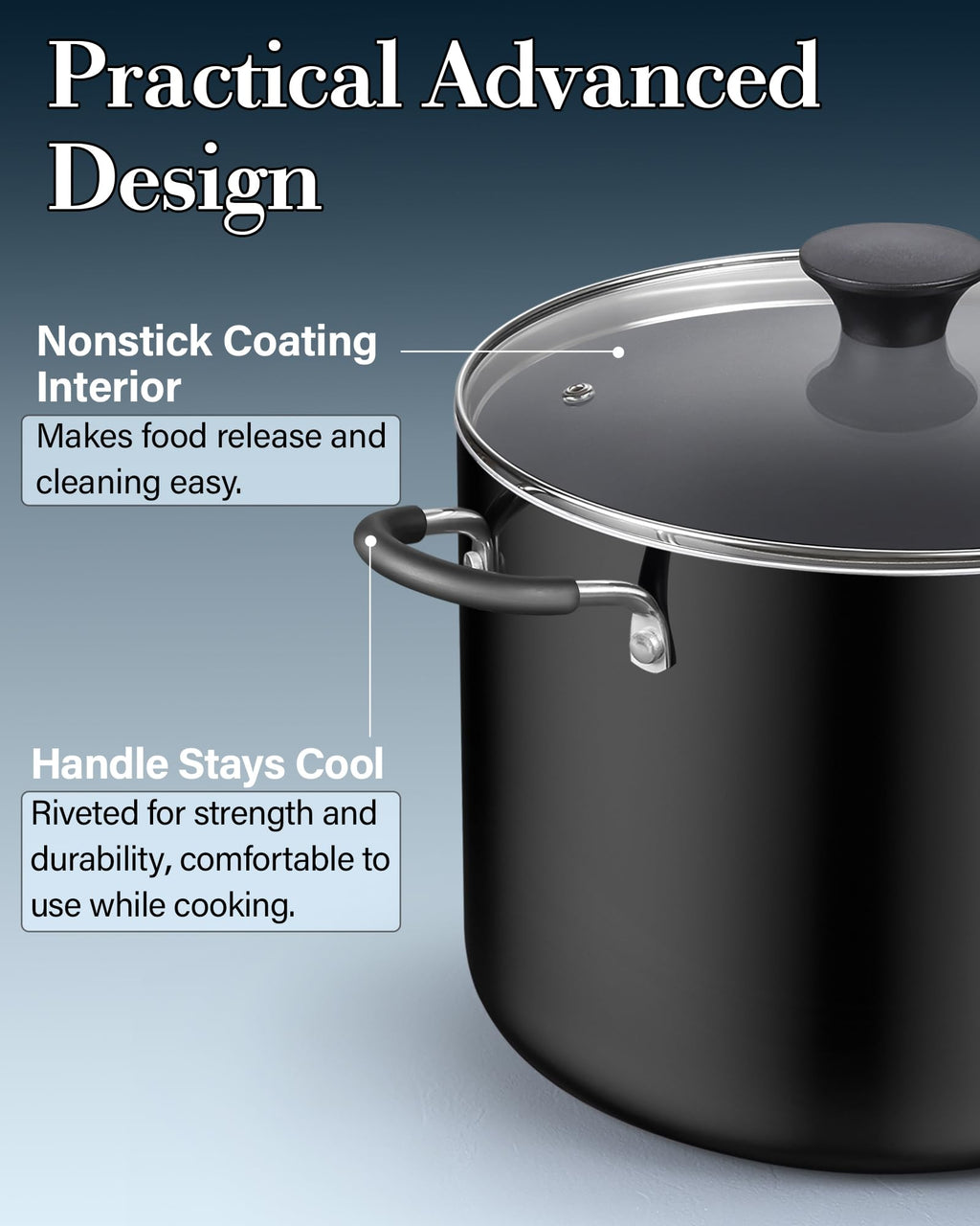 10.5 Quart Non Stick Stock Pot with Lid E9928