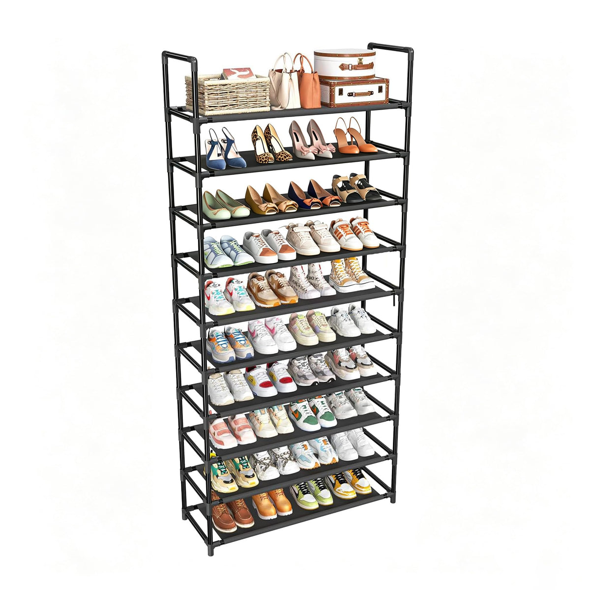 Black 10 Tier Shoe Rack C9062