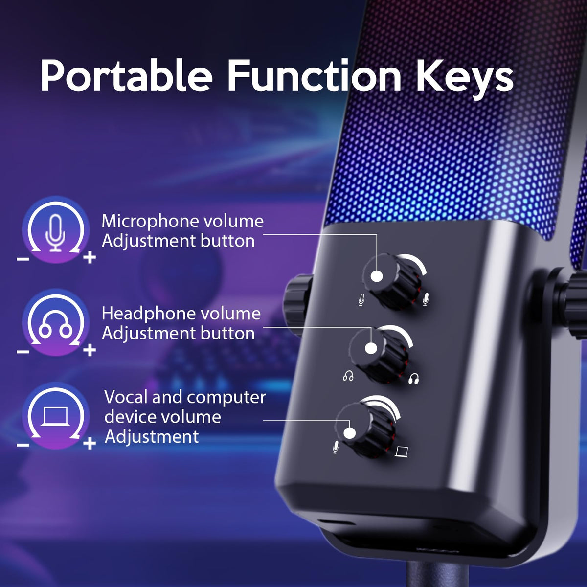 Black USB Condenser Microphone with Boom Arm F619