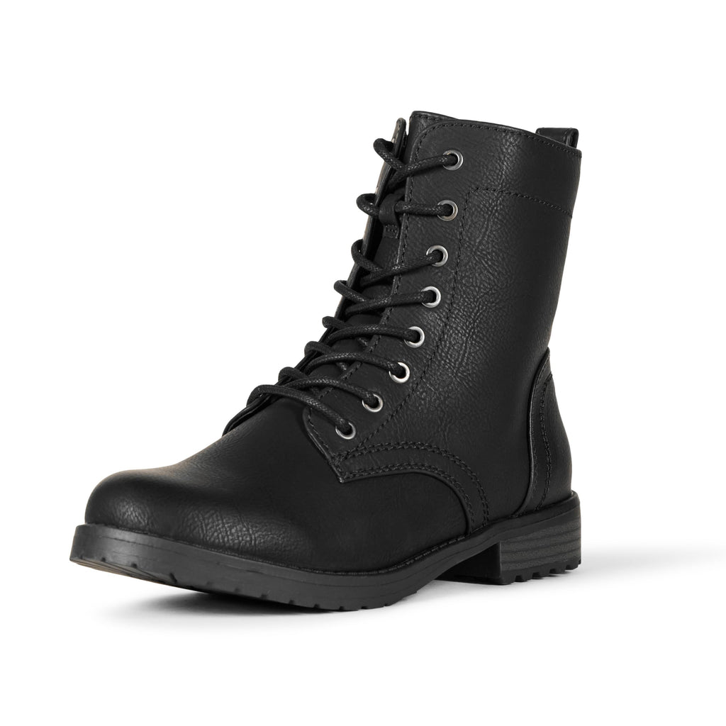 Lace-Up Ankle Boots with Side Zipper U5089