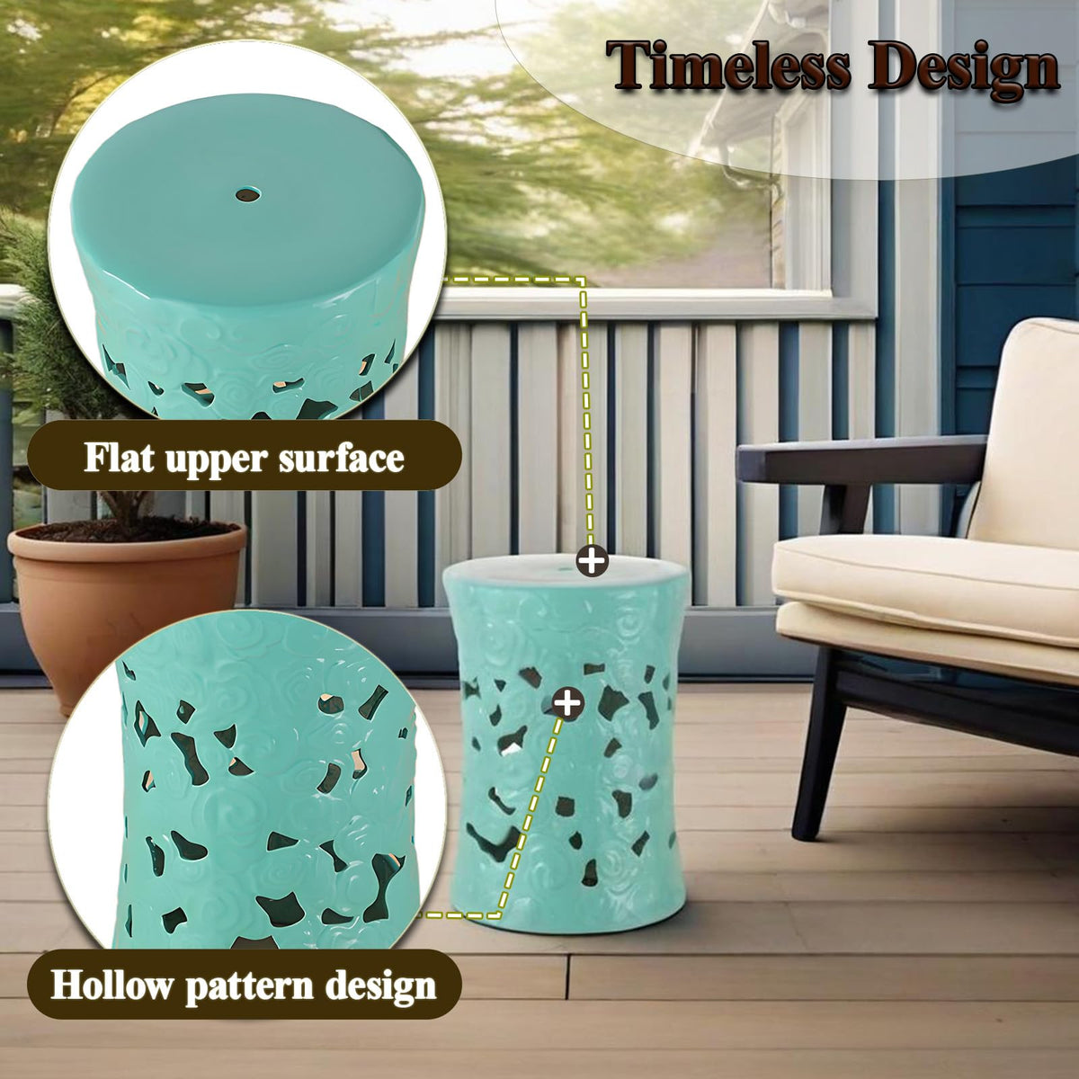 Teal Ceramic Garden Stool R7732