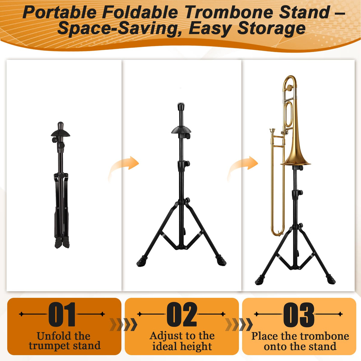 Adjustable Height Retractable Trombone Stand U711