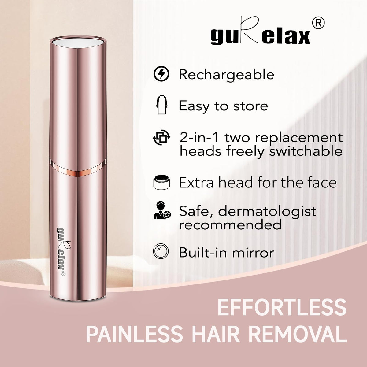 2-in-1 Electric Facial Hair Removal & Eyebrow Shaver with Mirror Light O319967