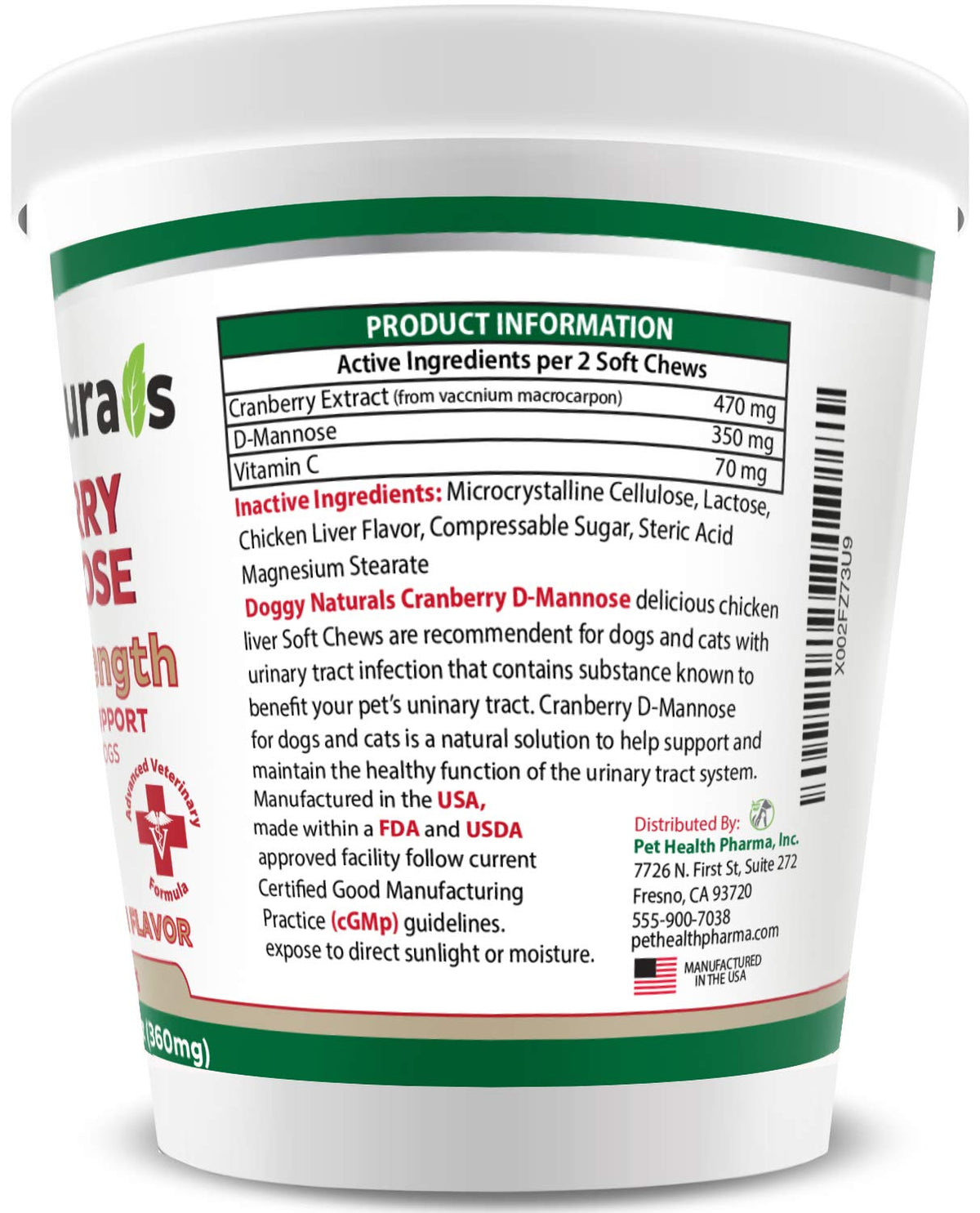 Cranberry D-Mannose Soft Chew 11.4 oz 120 Count V312