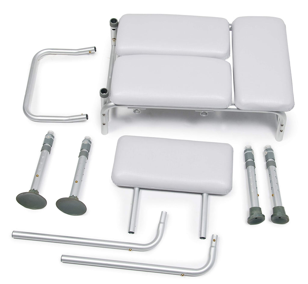 2-in-1 Tub Transfer Bench & Shower Chair, Padded Seat & Back, Height Adjustable X727