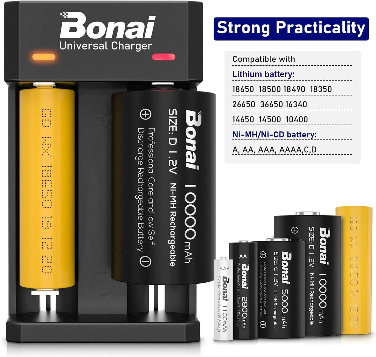 Battery Charger for AA AAA C D Rechargeable Batteries H907233