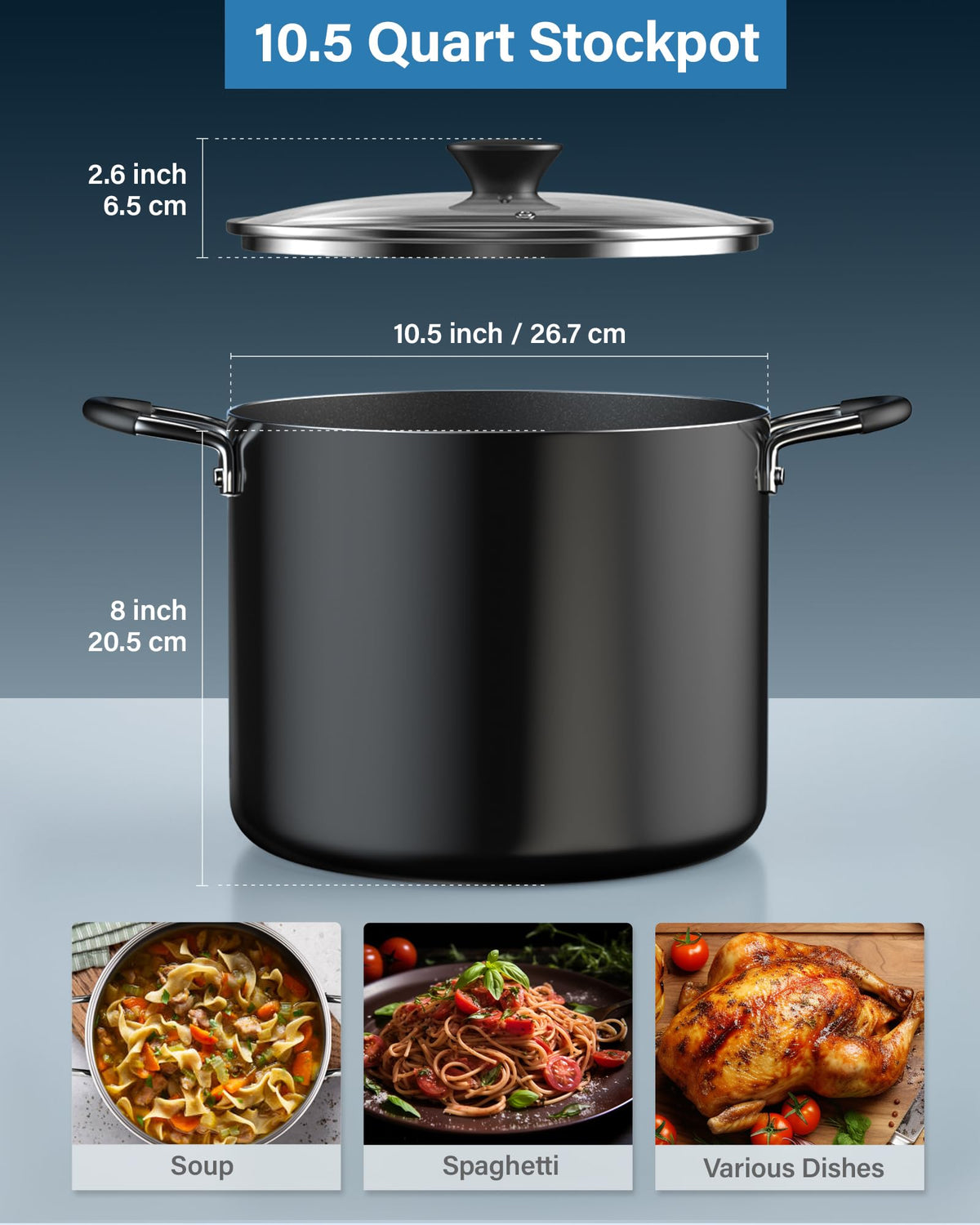 10.5 Quart Non Stick Stock Pot with Lid E9928