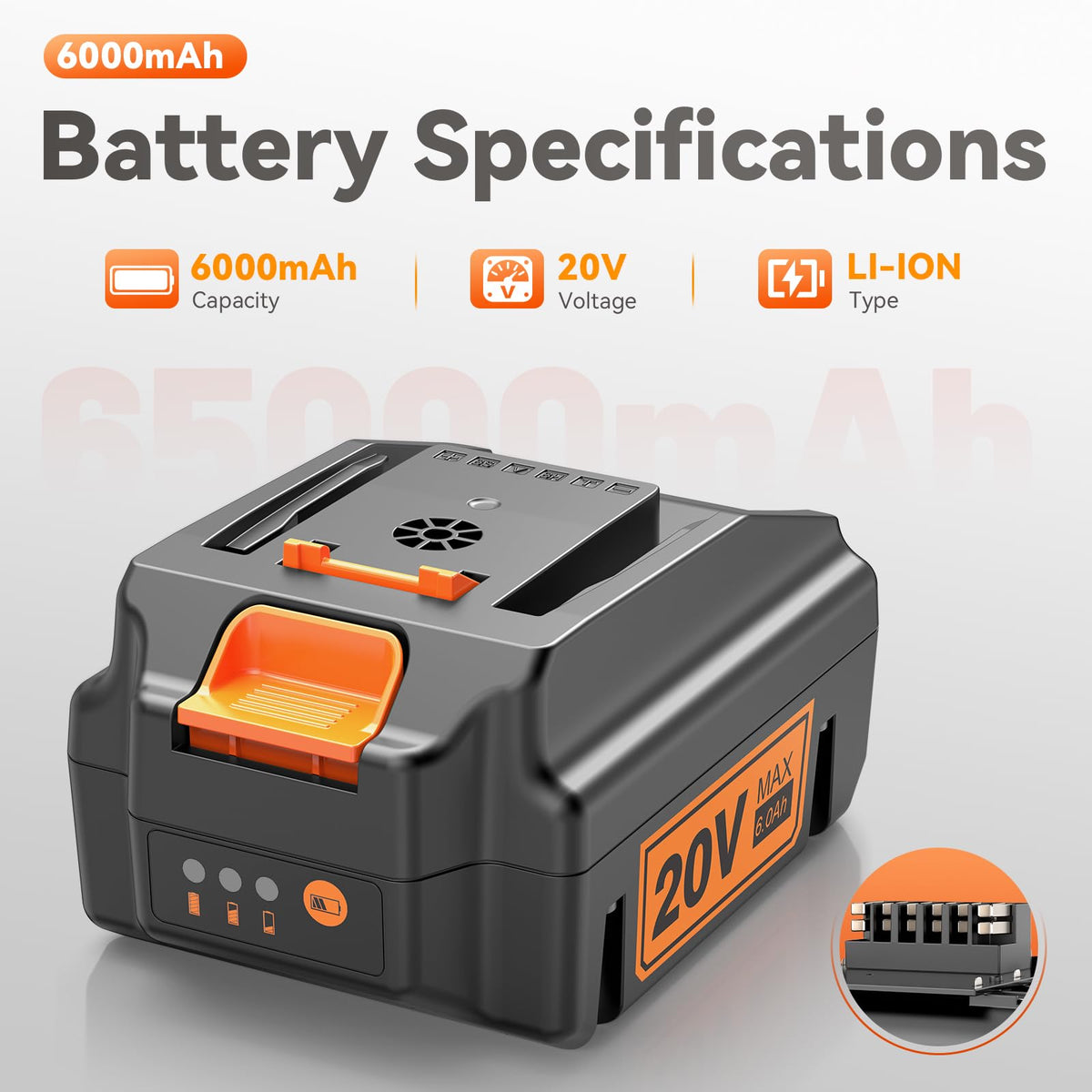 20V Lithium ion Battery 6.0Ah 2 Pack E587