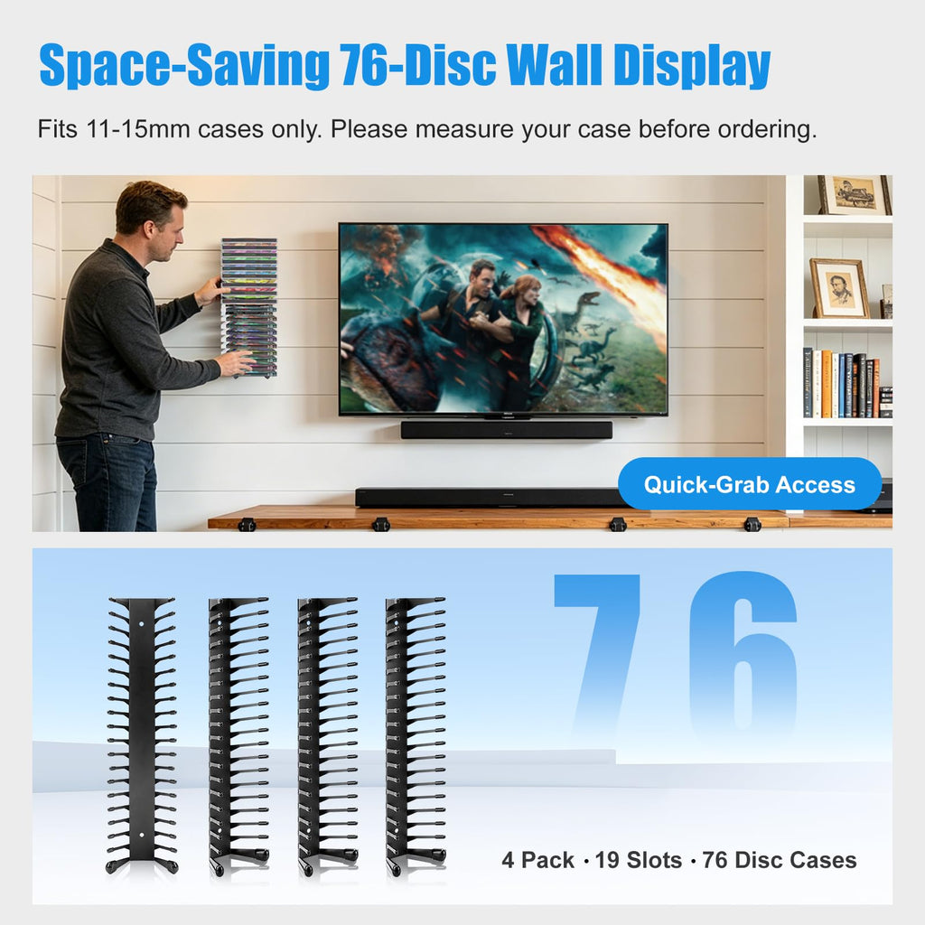 Anti-Drop CD Storage Shelf Wall Mount 4 Pack Y54872