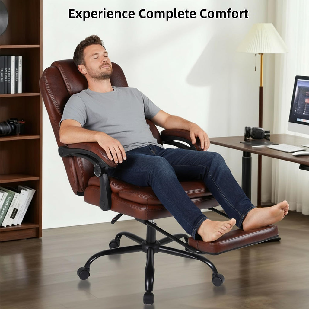 Big and Tall Ergonomic High Back PU Leather Reclining Office Chair with Footrest C513