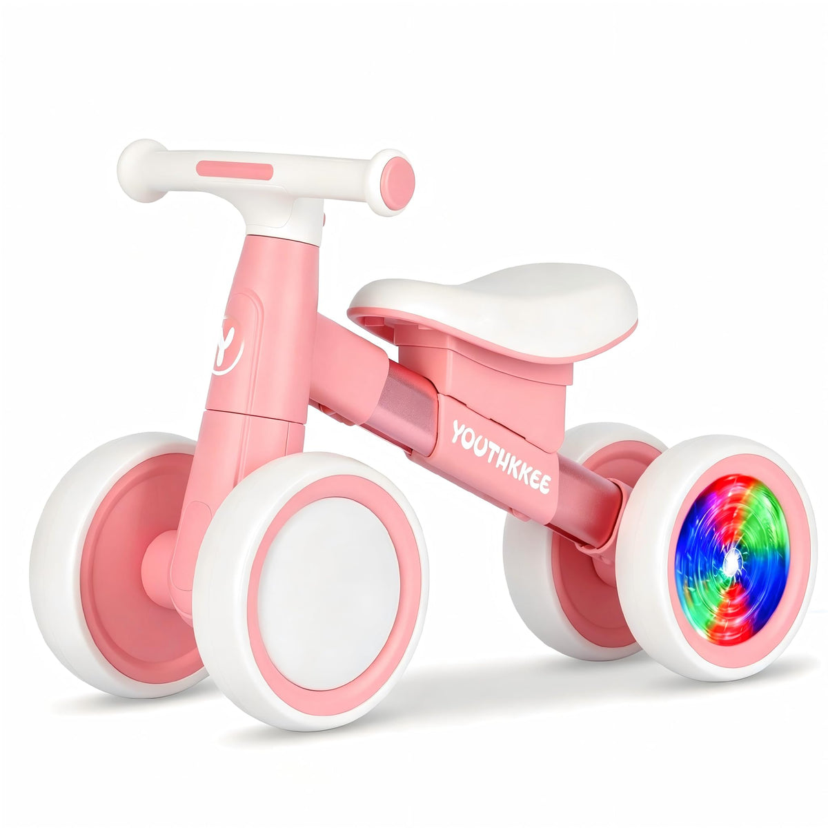 Baby Balance Bike for 1-2 Year Old Toddlers, 4-Wheel with Colorful Light F731214