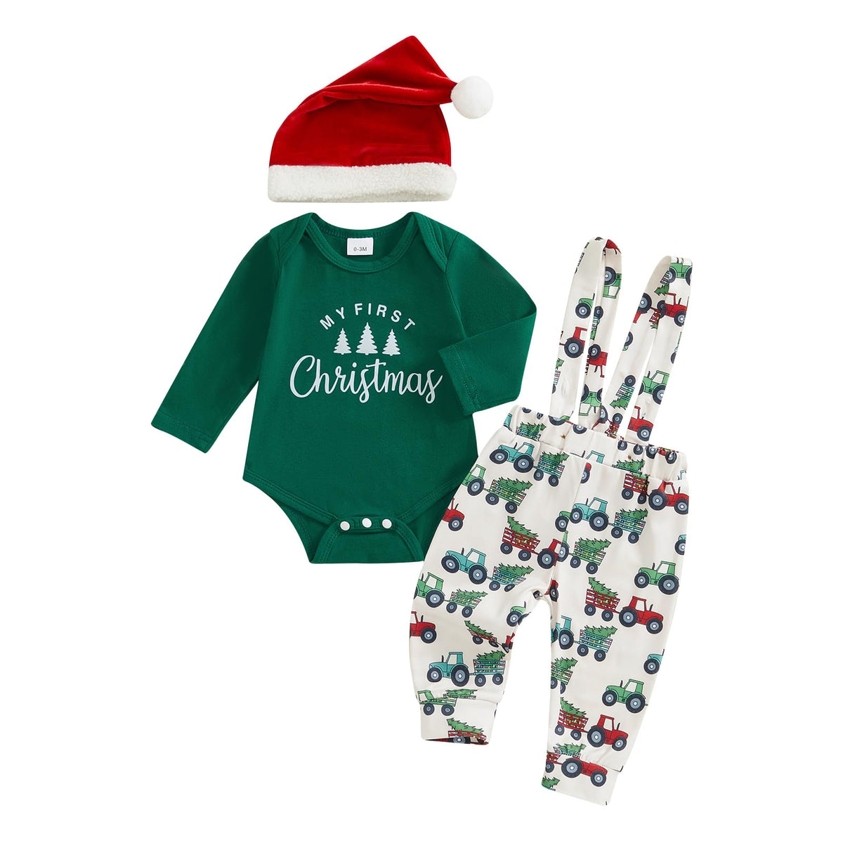 St Patricks Day Baby Boy Outfit Romper Onesie Suspender Pants Set With Beanie Hat D961958