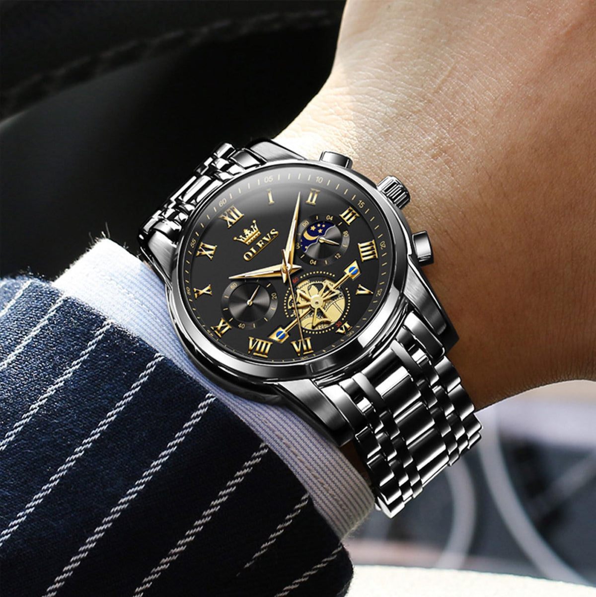 Waterproof Stainless Steel Multifunction Mens Watch L6133