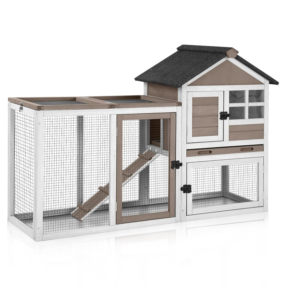 51.6" Large Rabbit Hutch with Run and Tray G7066