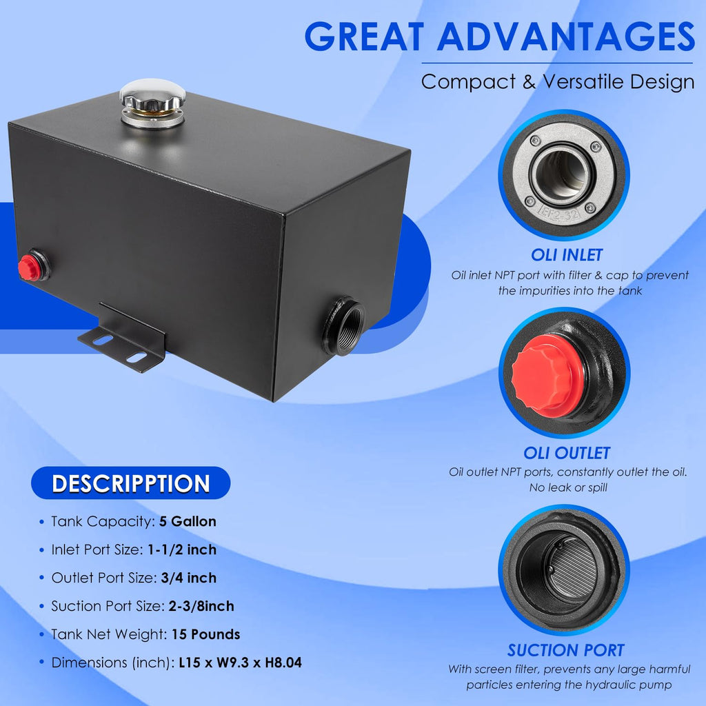 5 Gallon 14 Gauge Steel Hydraulic Fluid Reservoir Tank N196