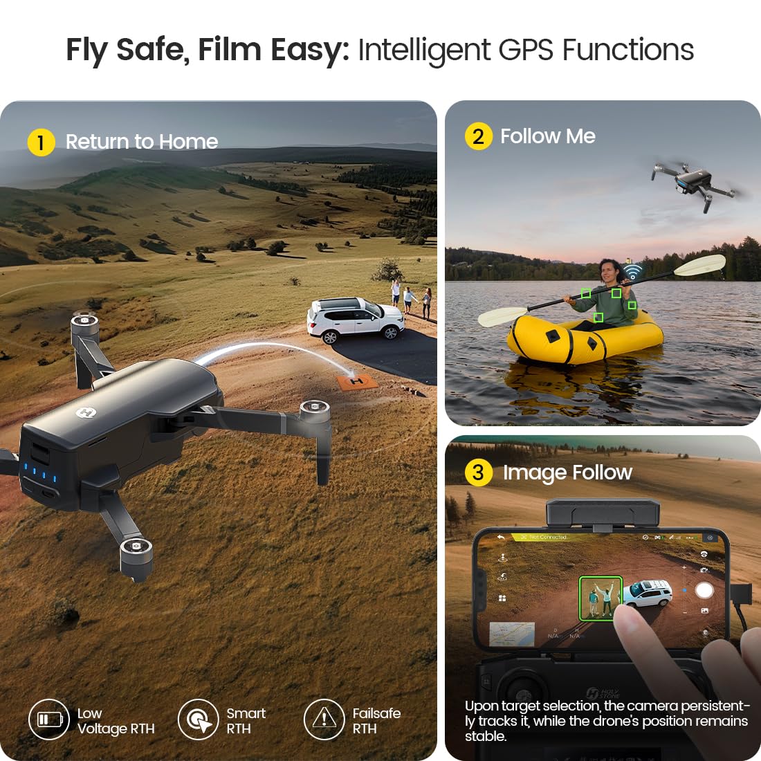 GPS 4K UHD Camera Foldable FPV RC Quadcopter P727006