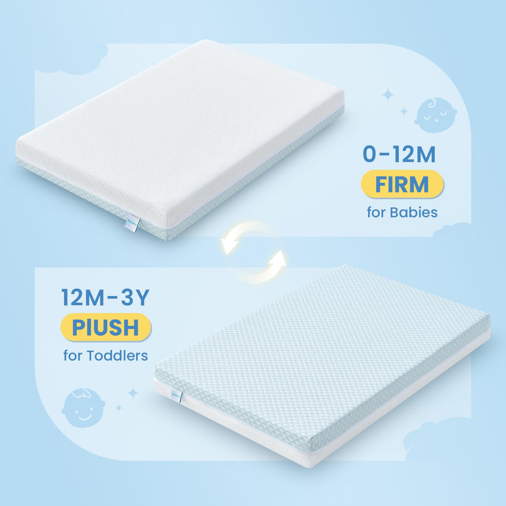 Mini Crib Mattress 38x24x4 Dual-Sided Cooling Gel Foam Z471