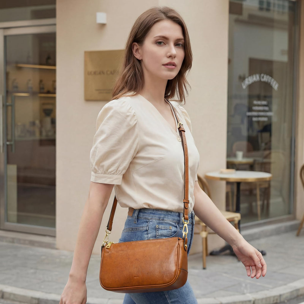 Leather Crossbody Bags with 2 Straps D9464