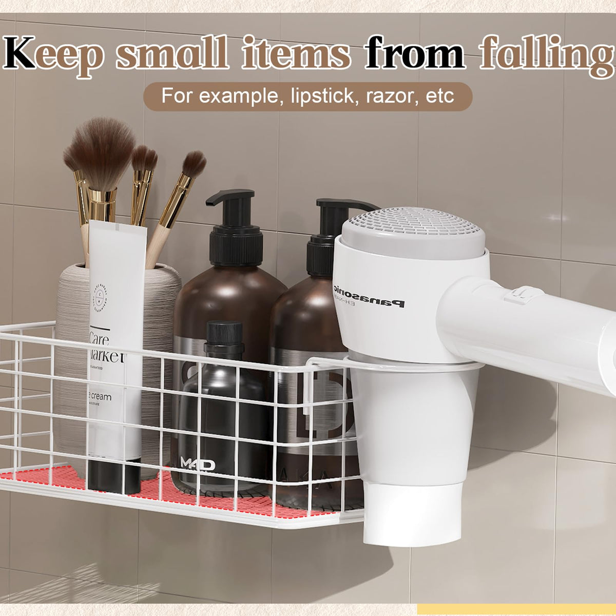 Wall-Mounted Hair Dryer Holder 4-Shelf White W959