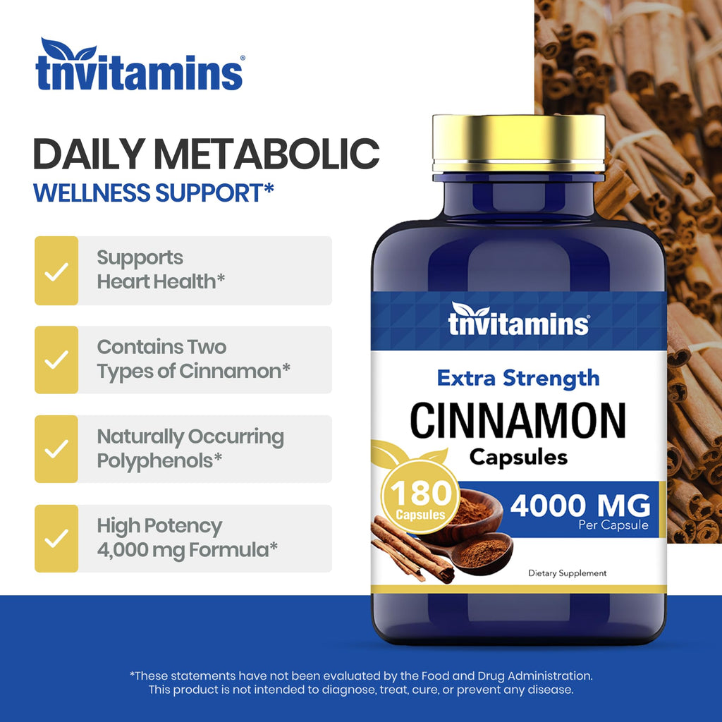 Cinnamon Capsules 4,000 mg Equivalent 180 Capsules V6003