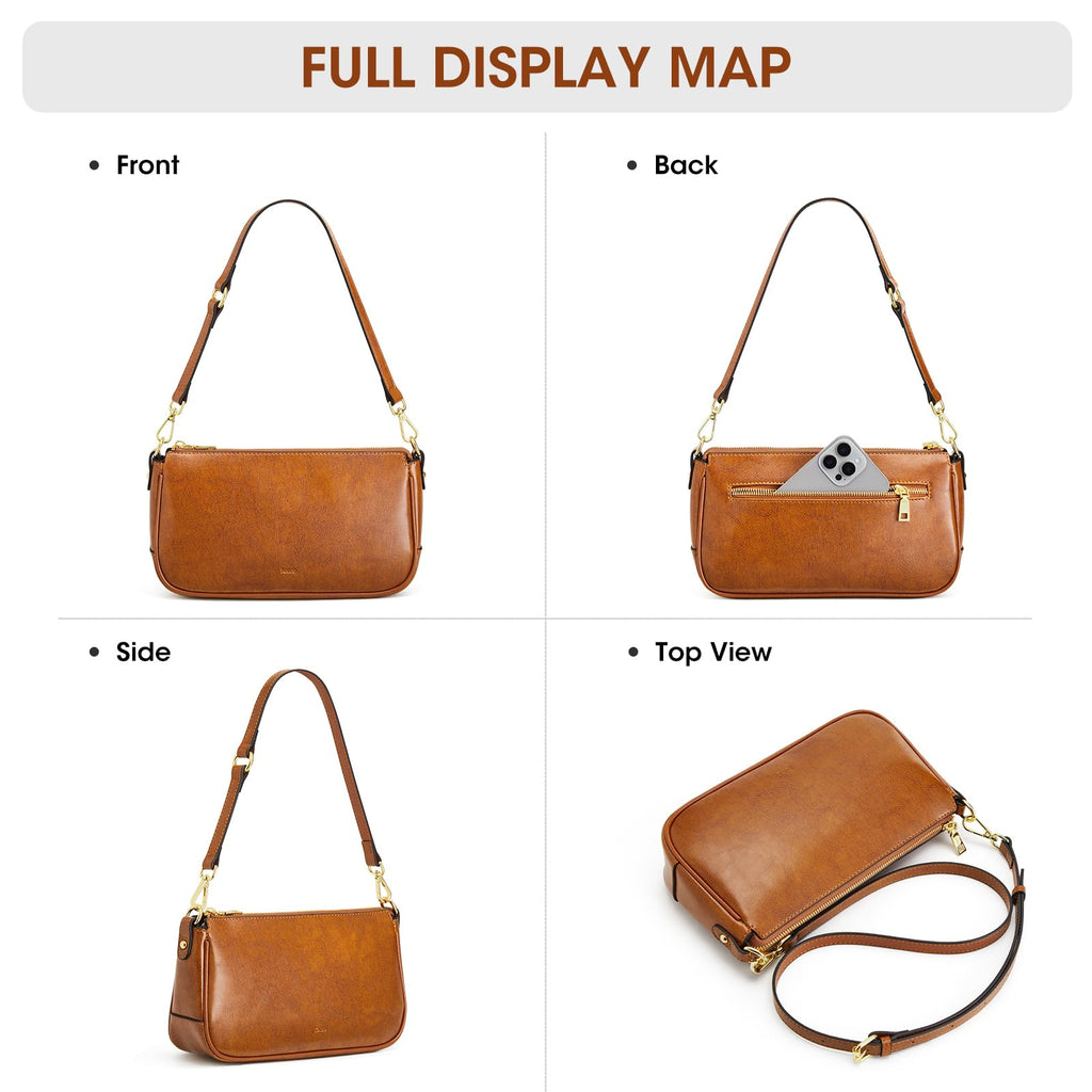 Leather Crossbody Bags with 2 Straps D9464