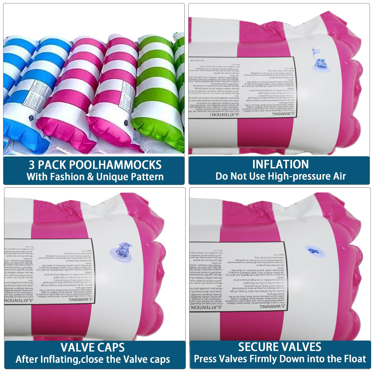3 Pack Inflatable Pool Floats Hammock G74686