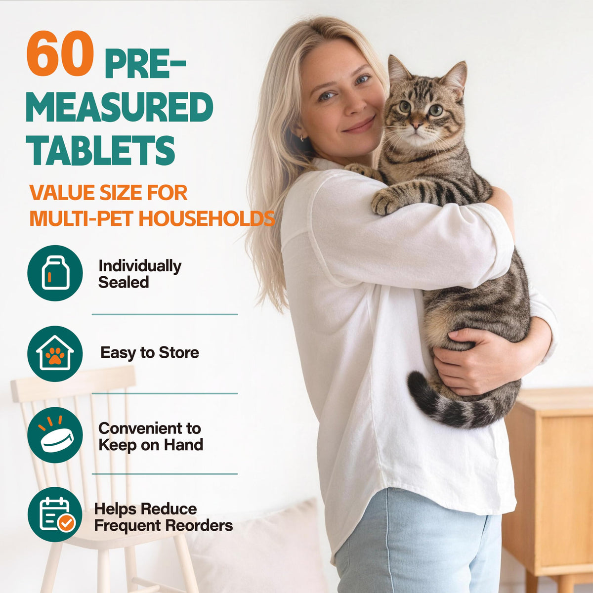 Broad Spectrum Cat Dewormer Tablets 60 Count H4467