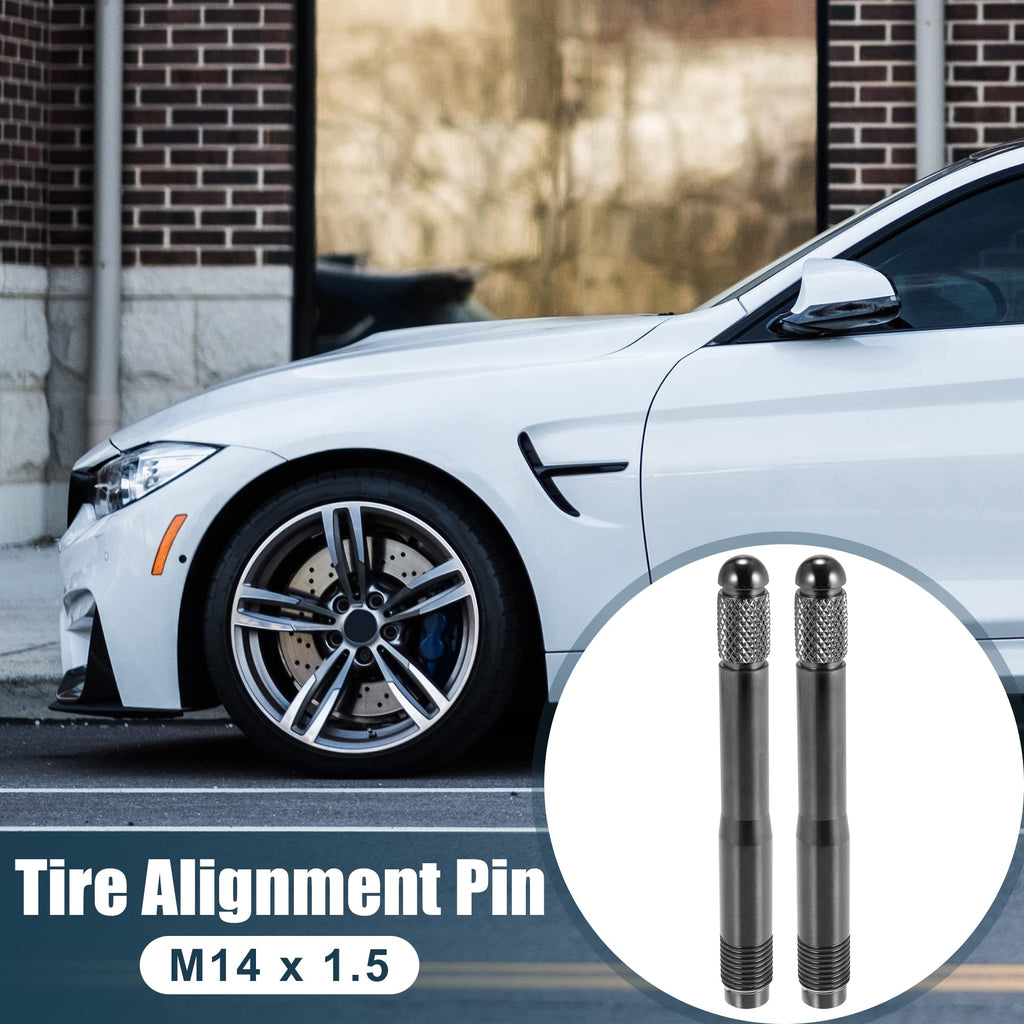 2pcs Stainless Steel Wheel Hangers Alignment Pin M14x1.5 Titanium Tone N9484