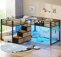 Twin Size L-Shaped Triple Bunk Beds with Staircase & 6 Storage Drawers I26957