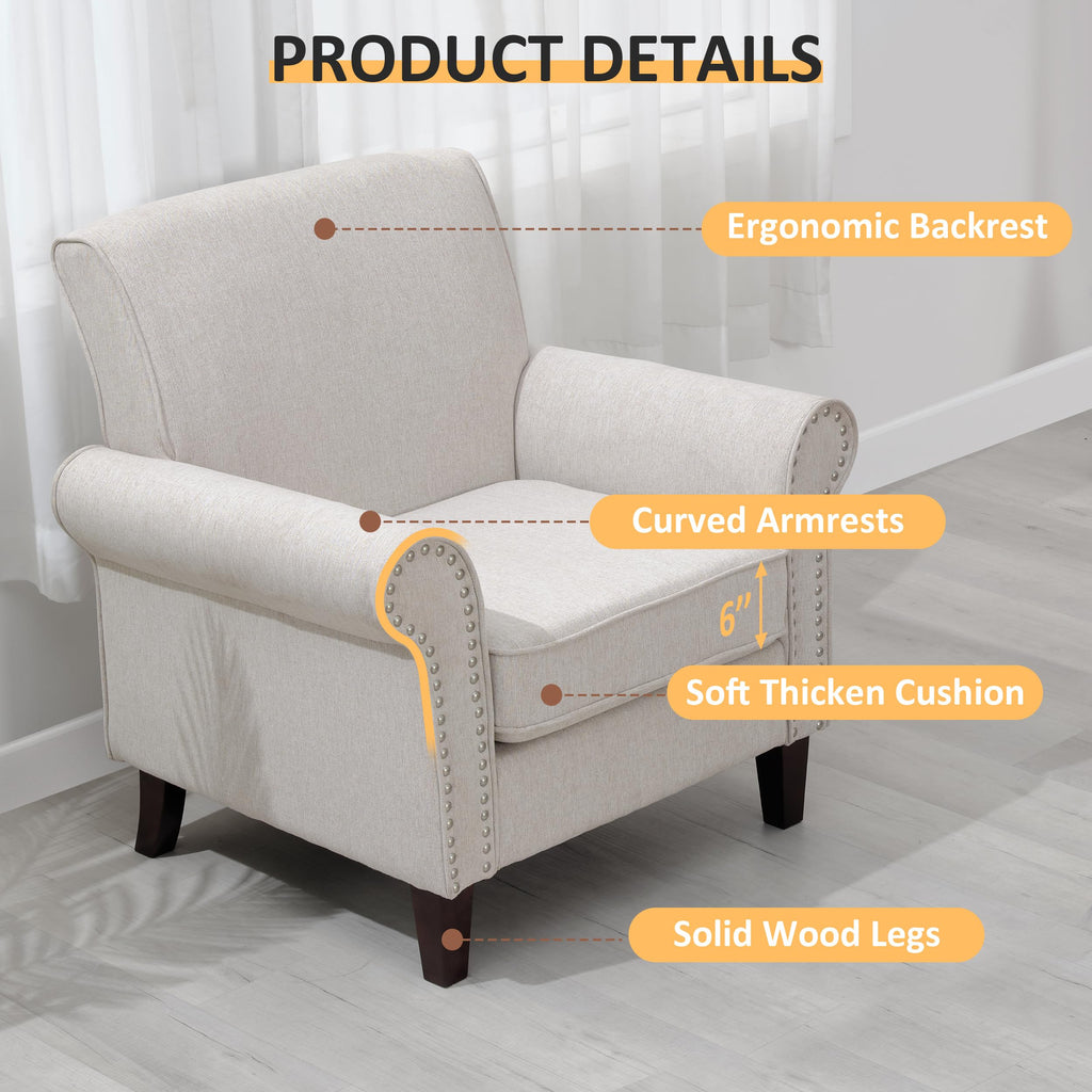 Beige Mid-Century Modern Accent Chairs Set of 2 E81063