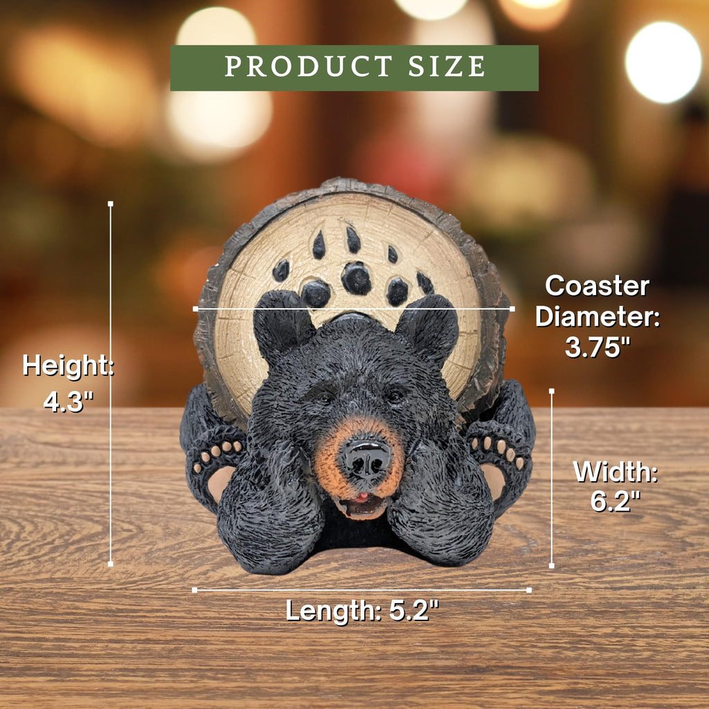Resin Bear Coaster Set with 4 Coasters and Holder N6380
