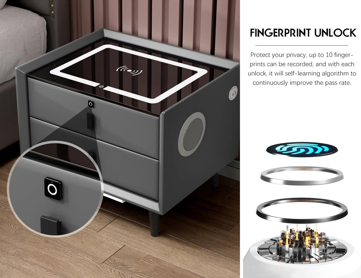 Orange 3 Drawer Smart Nightstand with Wireless Charging B43601