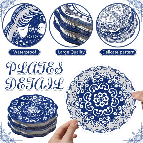 120 Pieces 7 Inch Blue Floral Paper Plates A9489