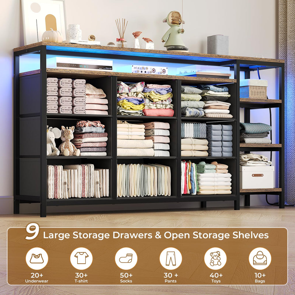 LED TV Stand Dresser with 9 Drawers F9185