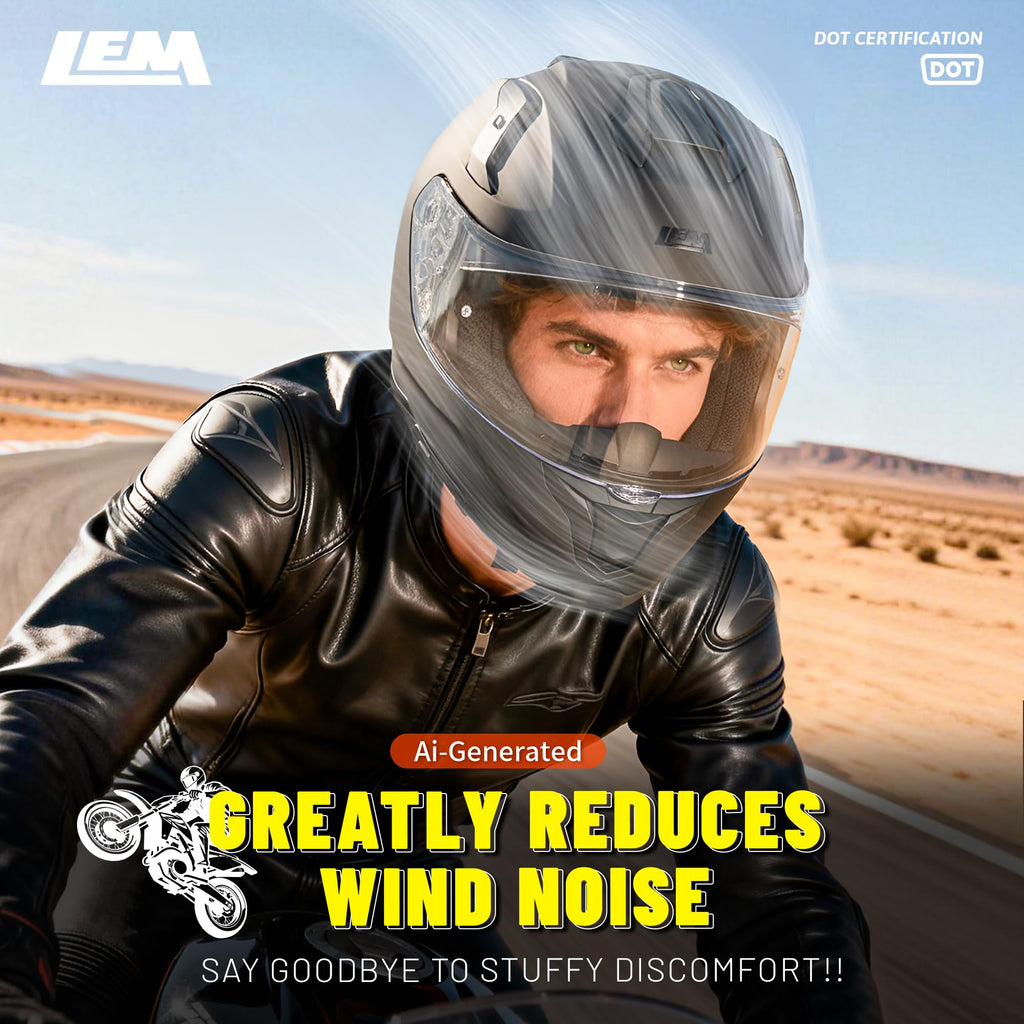 Full Face Motorcycle Helmet DOT Certified Matte Black Medium Q8504