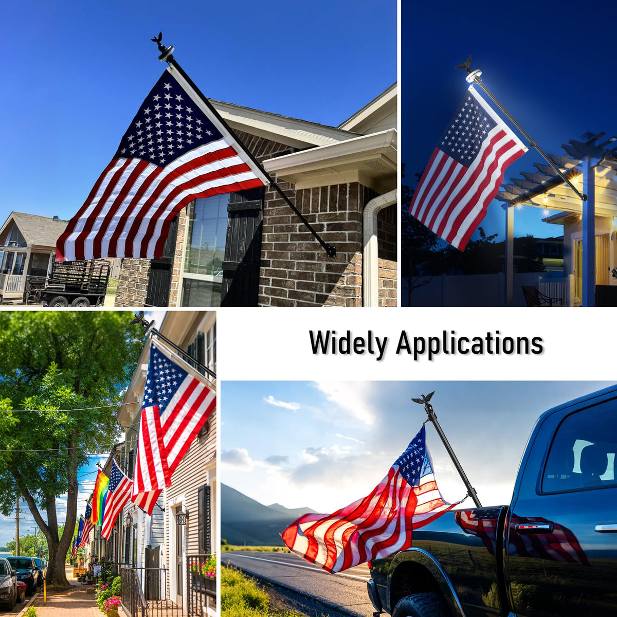 7FT Stainless Steel Flag Pole Kit with Solar Light and Adjustable Bracket T231